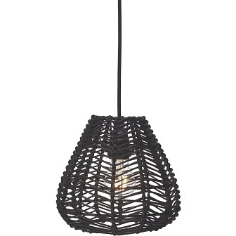 Mała rattanowa lampa wisząca Adelle czarna 24cm